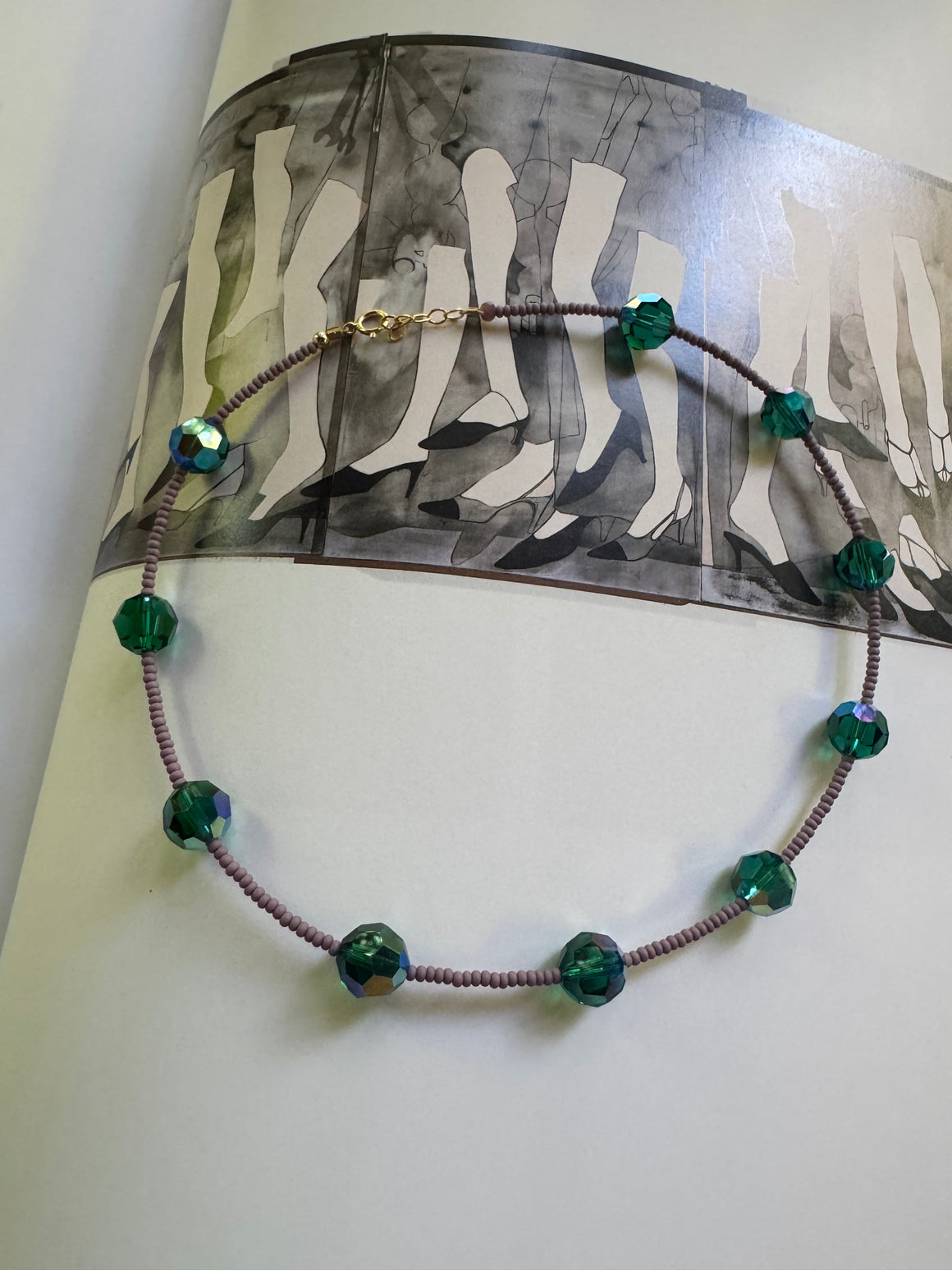 Lavender & Emerald Crystal Necklace