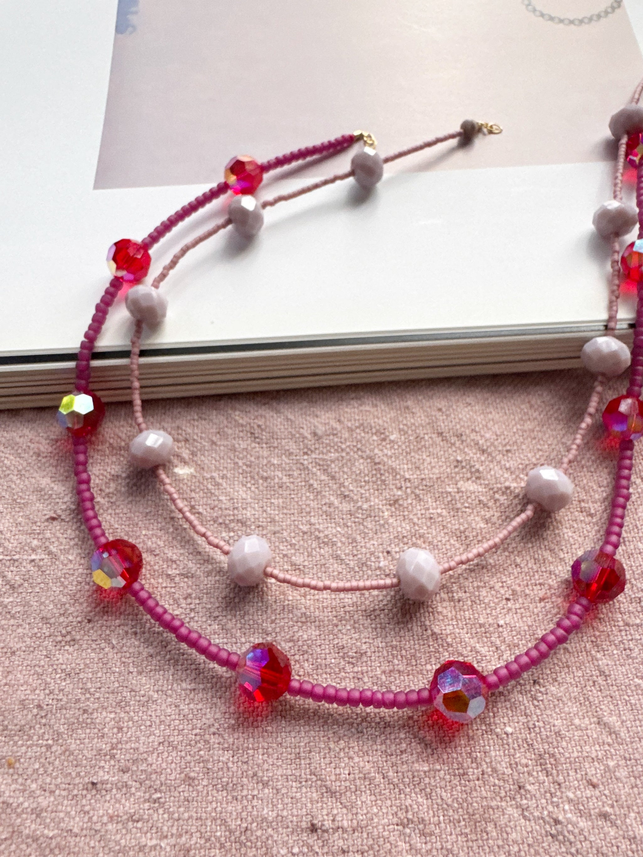 Light Pink and Light Purple Crystal Necklace