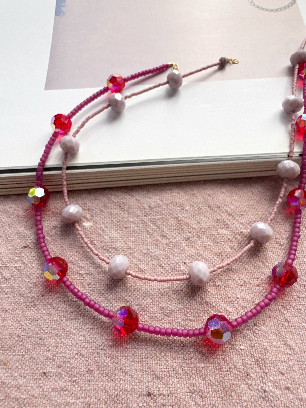 Light Pink and Light Purple Crystal Necklace