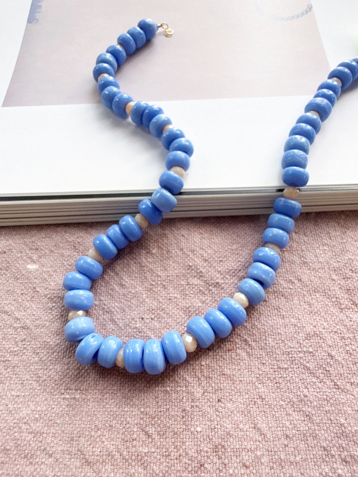 Light Blue & Peach Crystal Necklace