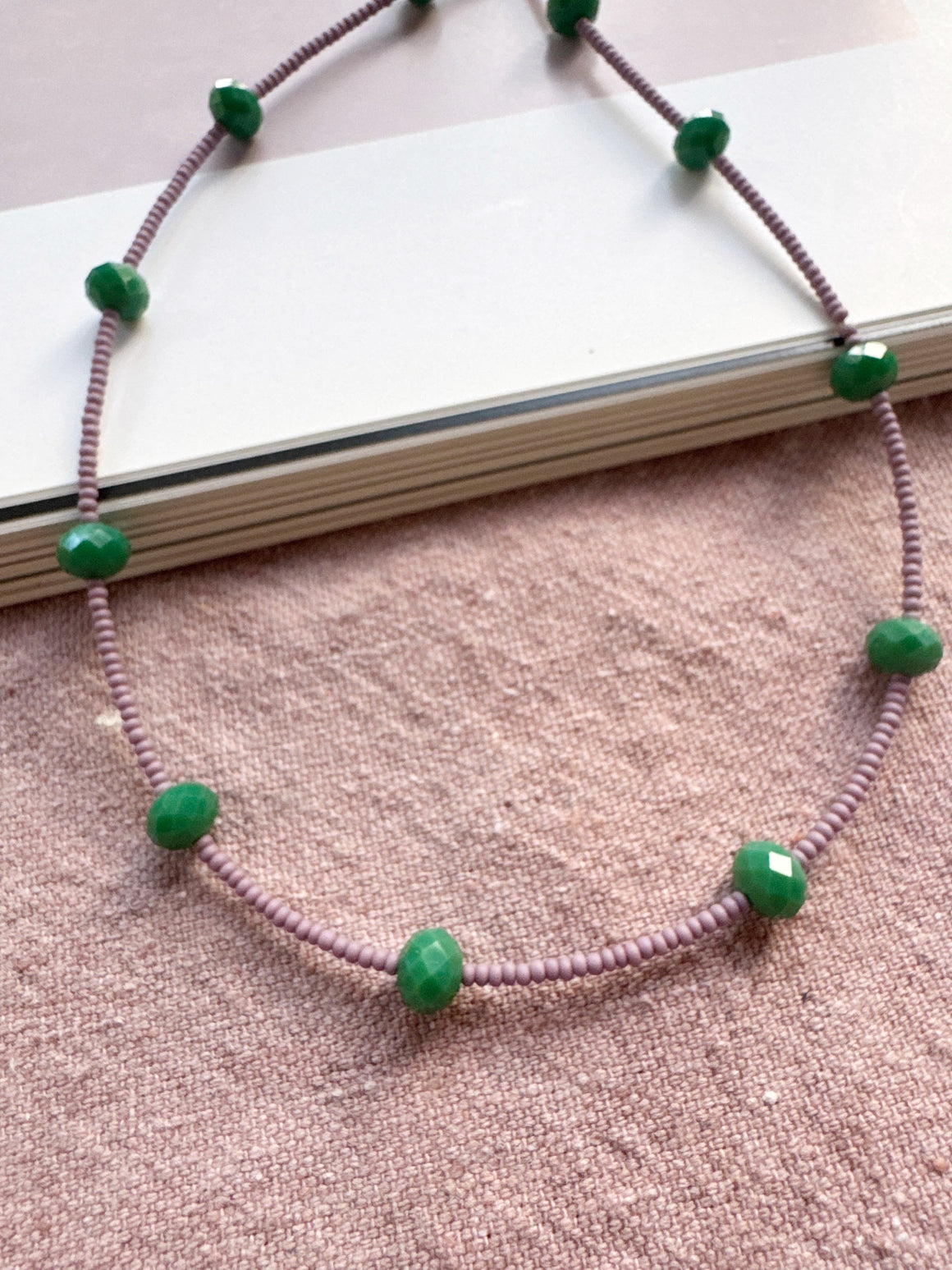 Light Purple and Green Crystal Necklace