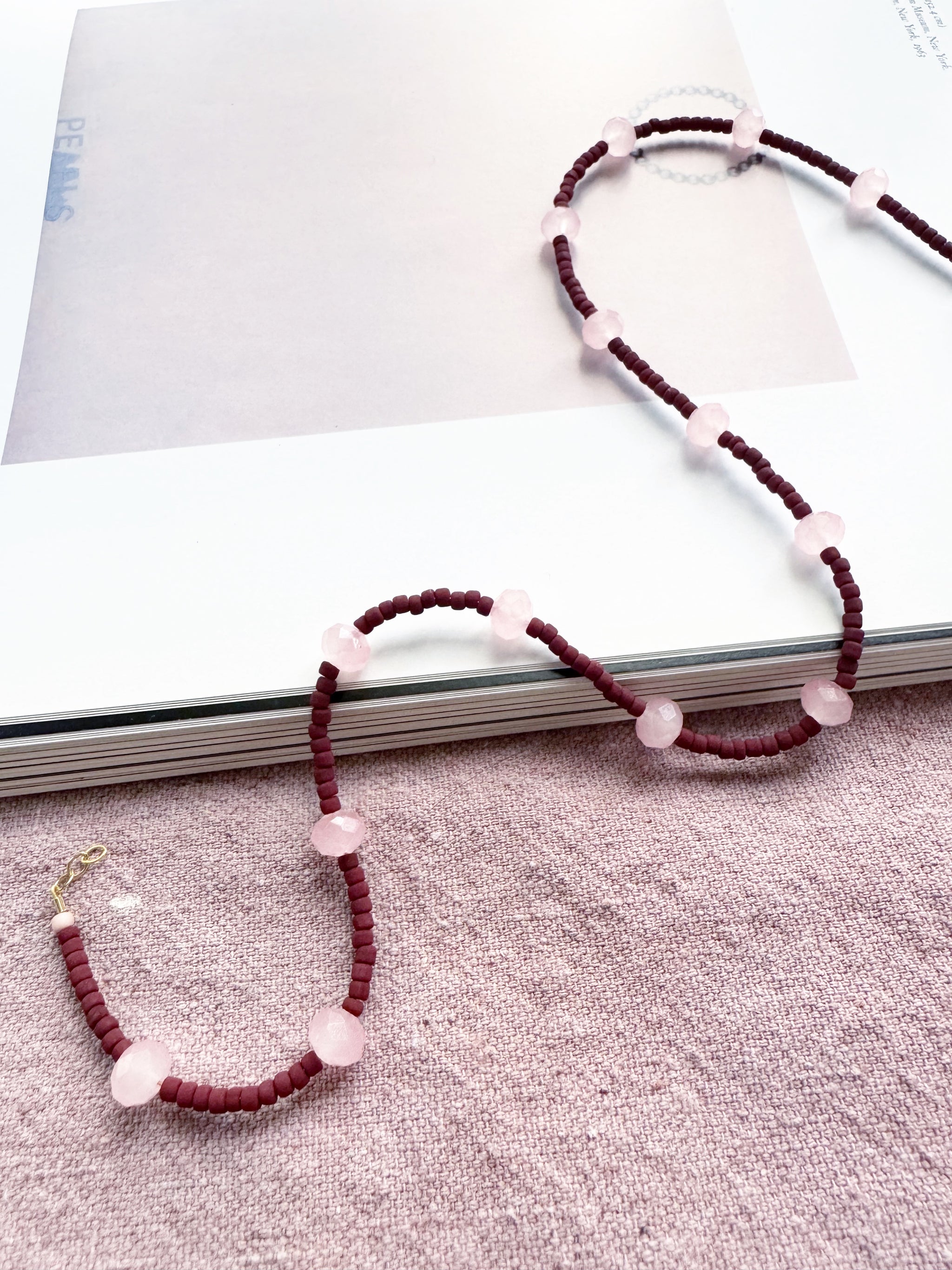 Terra-cotta & Pink Crystal Necklace