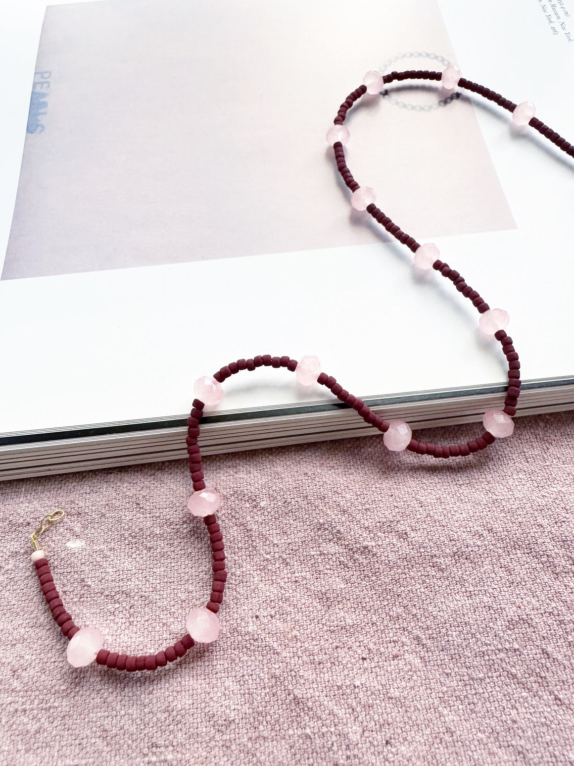 Terra-cotta & Pink Crystal Necklace