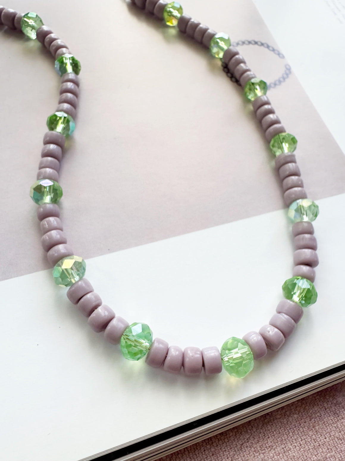 Chunky Purple & Green Crystal Necklace