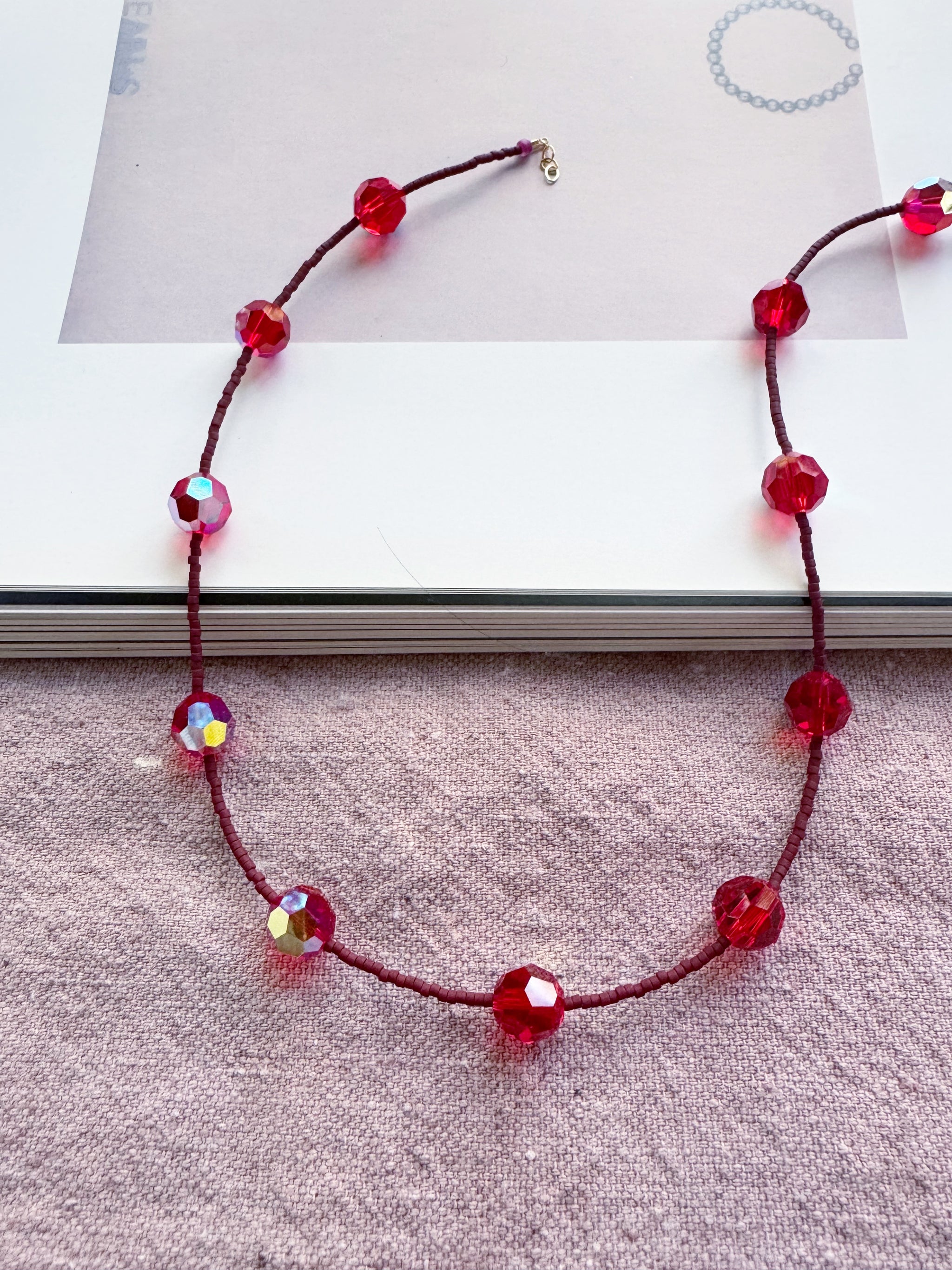 Raspberry and Red Crystal Necklace