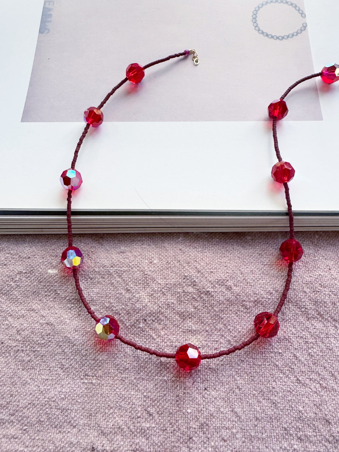 Raspberry and Red Crystal Necklace