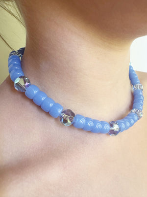 Light Blue & Light Blue Crystal Necklace