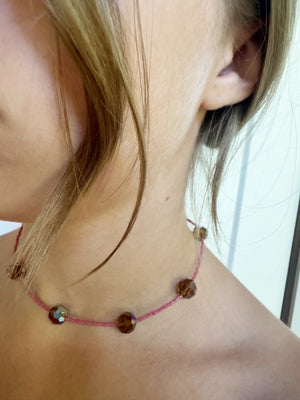 Light Pink & Mocha Crystal Necklace