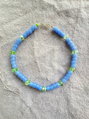 Light Blue and Light Green Crystal Necklace