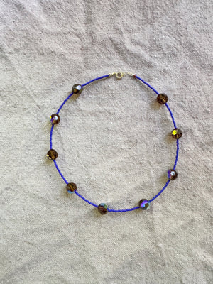 Blue & Mocha Crystal Necklace