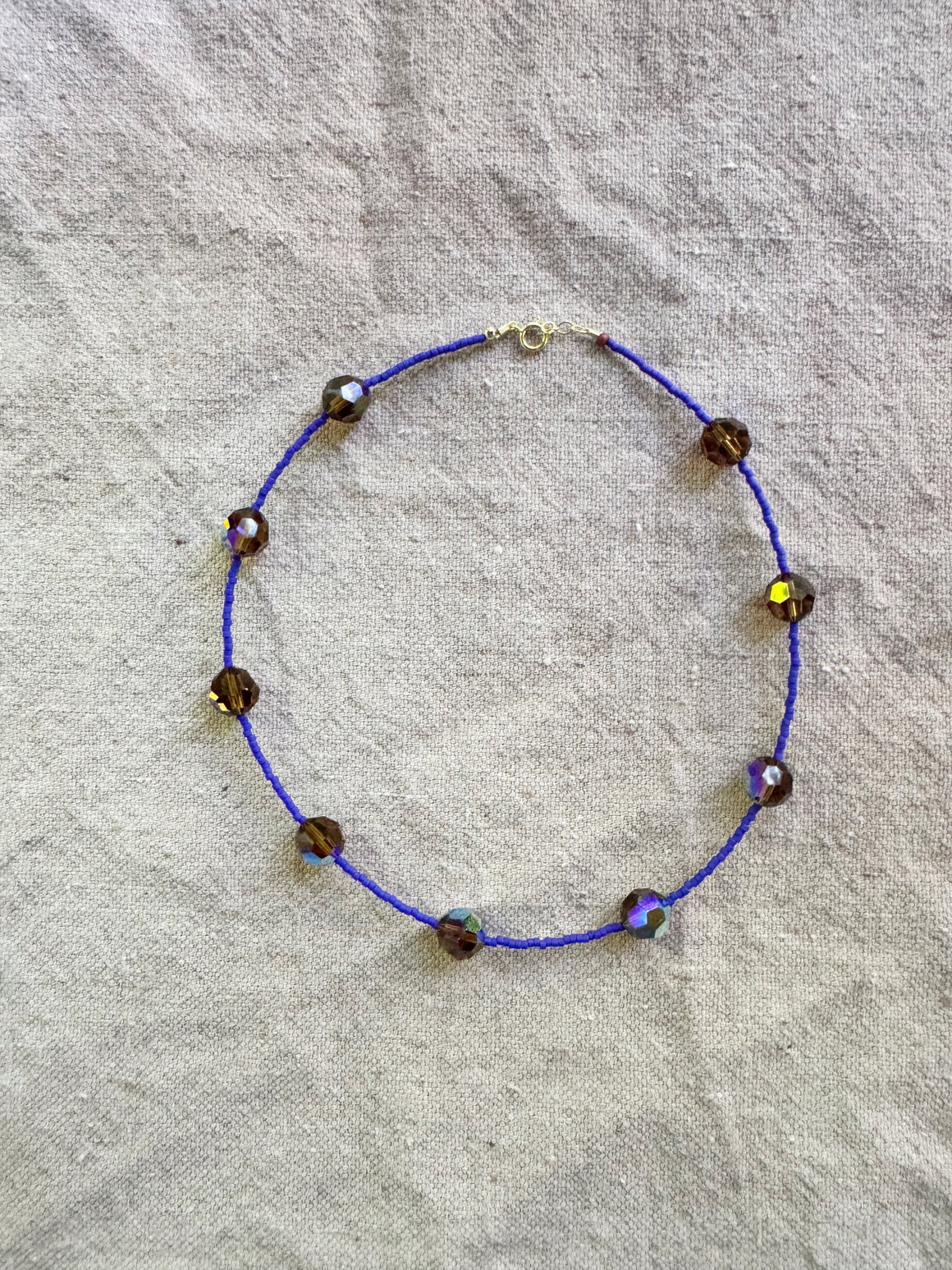 Blue & Mocha Crystal Necklace