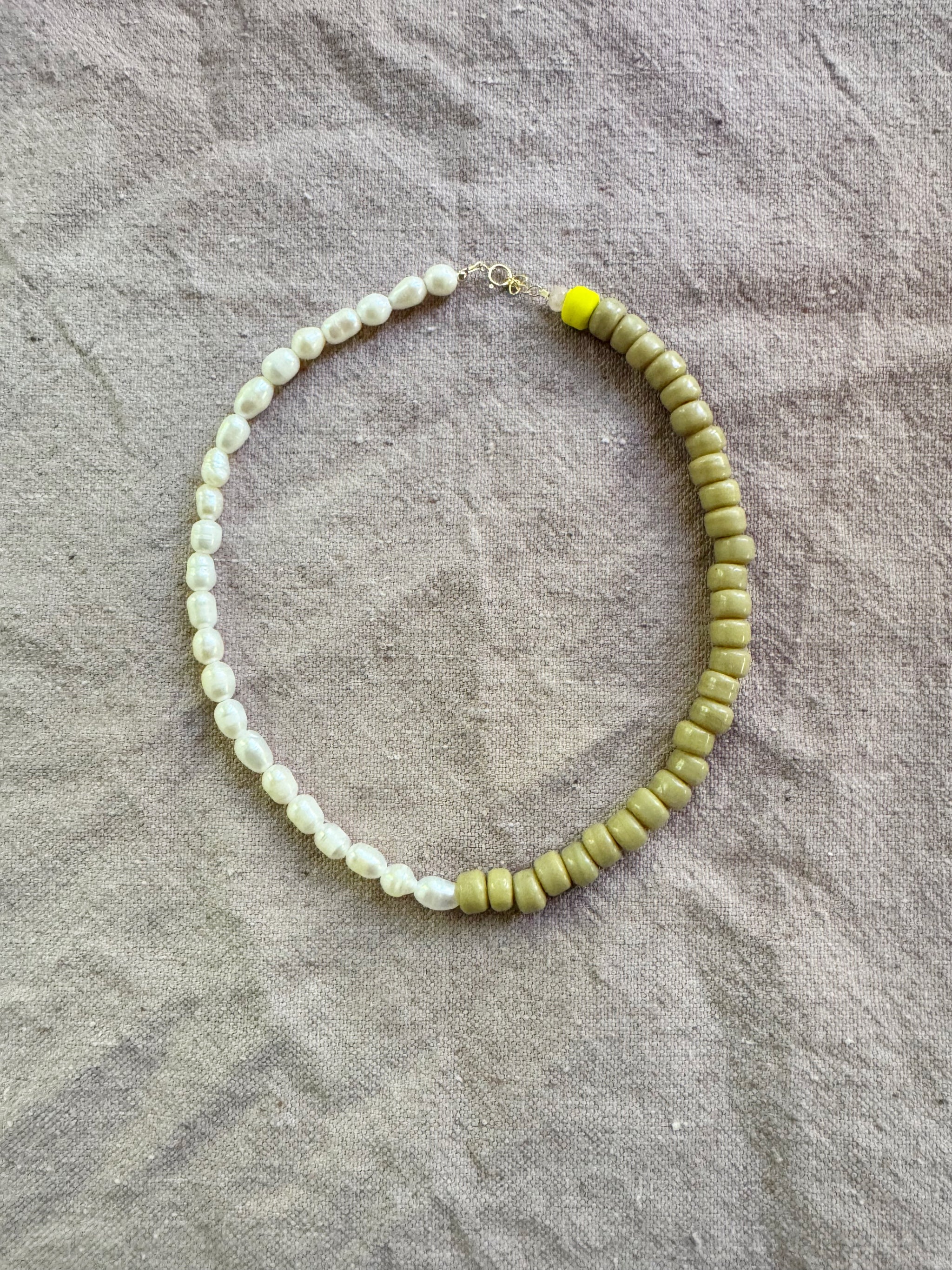 Tan & Pearl Necklace