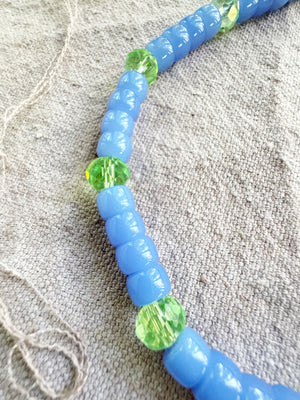 Light Blue and Light Green Crystal Necklace