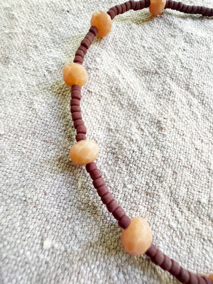 Terra-cotta & Peach Crystal Necklace