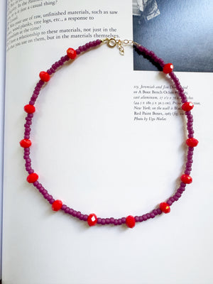 Purple & Orange Crystal Necklace