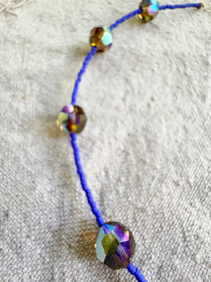 Blue & Mocha Crystal Necklace