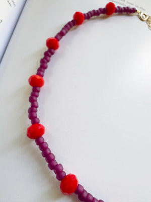 Purple & Orange Crystal Necklace