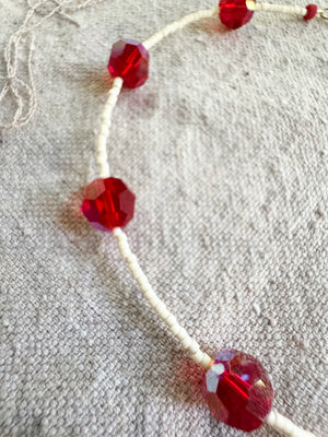 Cream & Red Crystal Necklace
