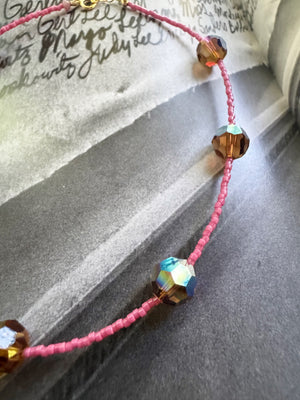 Light Pink & Mocha Crystal Necklace