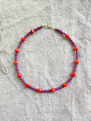 Purple & Orange Crystal Necklace