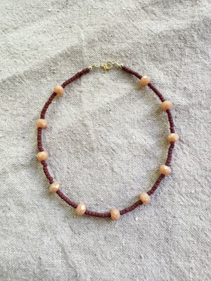 Terra-cotta & Peach Crystal Necklace