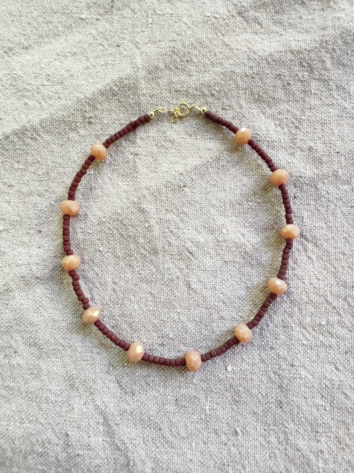 Terra-cotta & Peach Crystal Necklace