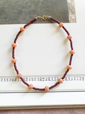 Terra-cotta & Peach Crystal Necklace