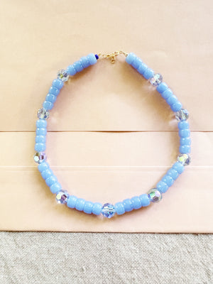 Light Blue & Light Blue Crystal Necklace
