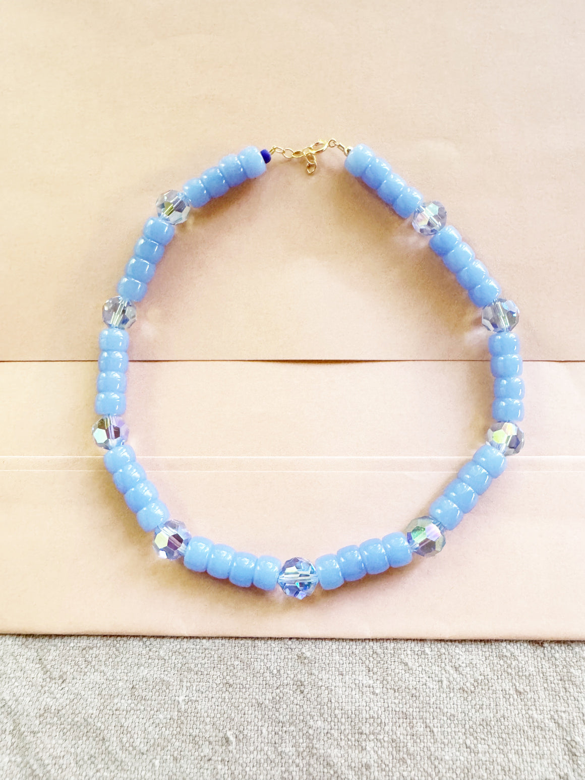 Light Blue & Light Blue Crystal Necklace