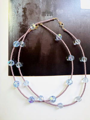 Light Purple & Light Blue Crystal Necklace