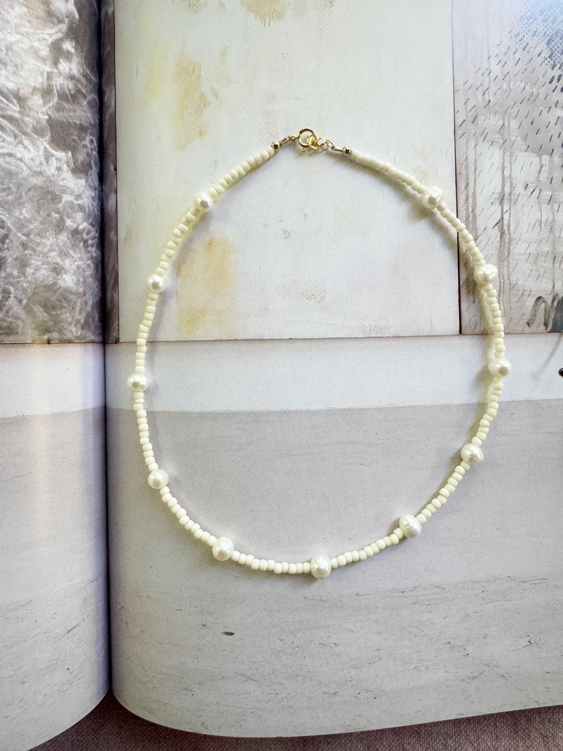 Cream Necklace with Pearls