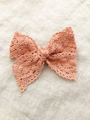 Peach Crochet Lace Bow
