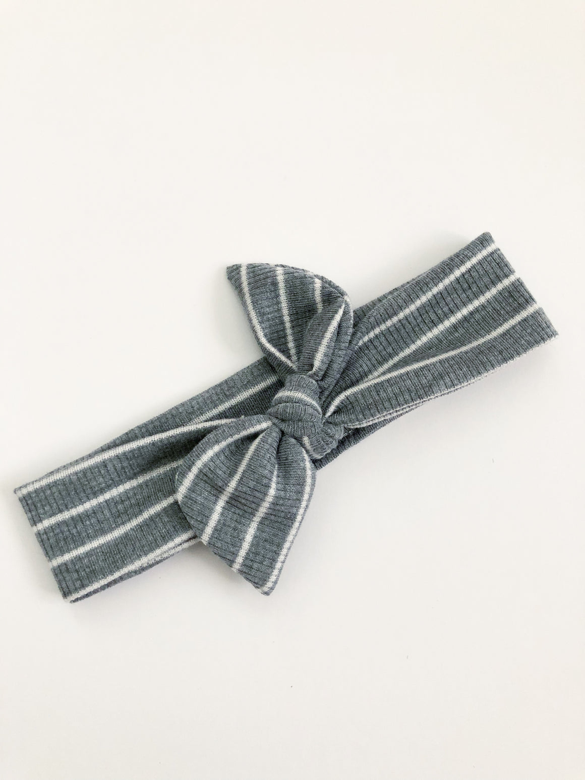 Grey Striped Knit Headband